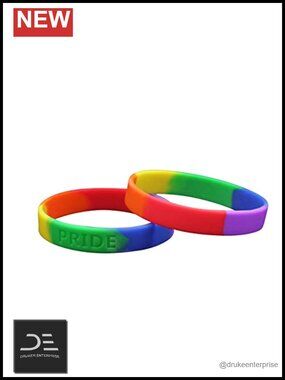 Silicone Rainbow Pride Bracelets LGBTQ+ Wristbands Fundraiser Support Unisex